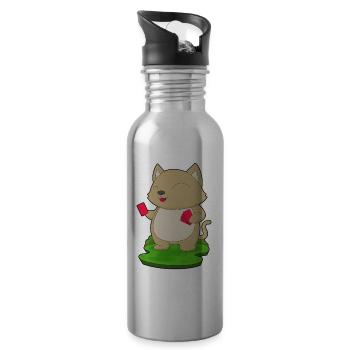 Katze Poker Pokerkarten - Trinkflasche mit integriertem Trinkhalm - Lightsilver - Rechts