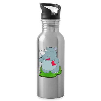 Nashorn Poker Pokerkarten - Trinkflasche mit integriertem Trinkhalm - Lightsilver - Rechts