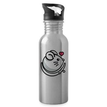Liebe Herz und Maus - Trinkflasche mit integriertem Trinkhalm - Lightsilver - Rechts