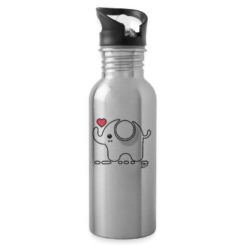 Kleiner süßer Elefant mit Liebe und Herz - Trinkflasche mit integriertem Trinkhalm - Lightsilver - Rechts
