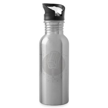 Microphone Poetry Slam Podcast Singer - Water bottle with straw - silver - Right