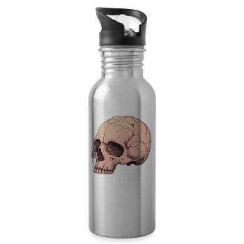 Pink Pink Skull - Water bottle with straw - silver - Right