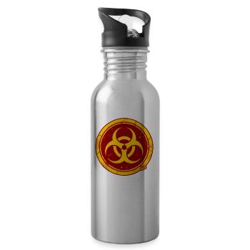 Danger sign in red and yellow - Water bottle with straw - silver - Right