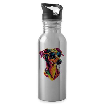 Greyhound Dog Lover Hunting Dog Love Greyhound - Water bottle with straw - silver - Right
