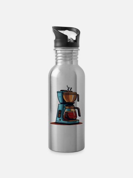 Kaffeemaschine - Trinkflasche mit integriertem Trinkhalm - Lightsilver