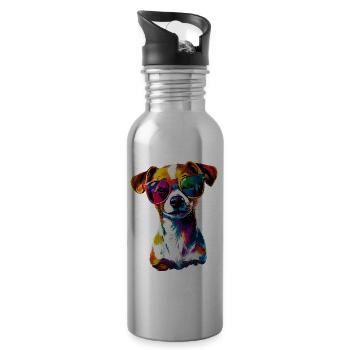 Jack Russell Terrier Dog Lover Jack Russell's - Water bottle with straw - silver - Right