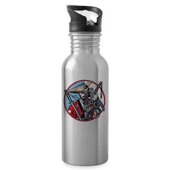 Samurai Ronin or Mecha Shogun - Water bottle with straw - silver - Right