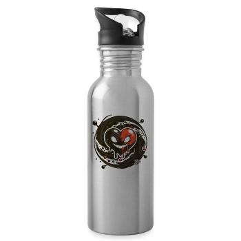 Böser Wirbel und ein Herz - Trinkflasche mit integriertem Trinkhalm - Lightsilver - Rechts
