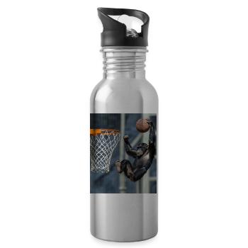 Chimpanzee Basketball - Water bottle with straw - silver - Right