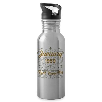 January Birthday Gift Born In January 1959 - Water bottle with straw - silver - Right
