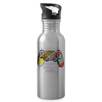 Play Gamer A Quest A Day - Water bottle with straw - silver - Right