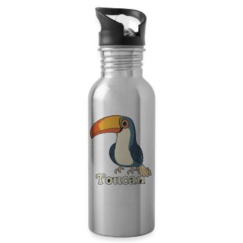 Farbenfroher Tukan - Trinkflasche mit integriertem Trinkhalm - Lightsilver - Rechts