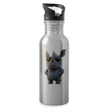 Rhino Rhinoceros Africa Safari Rhinos Rhino - Water bottle with straw - silver - Right