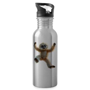 Gibbon Affe Weißhandgibbon Monkey Süße Lar Gibbons - Trinkflasche mit integriertem Trinkhalm - Lightsilver - Rechts