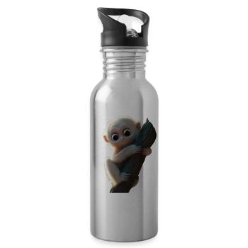 Gibbon Affe Weißhandgibbon Monkey Süße Lar Gibbons - Trinkflasche mit integriertem Trinkhalm - Lightsilver - Rechts