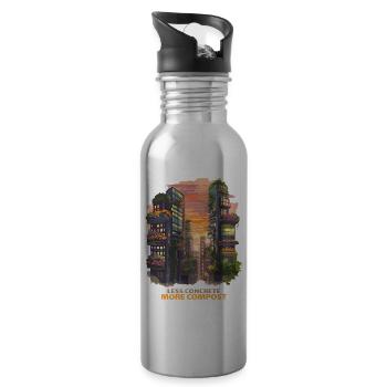 Urban Gardening - Weniger Beton mehr Kompost - Trinkflasche mit integriertem Trinkhalm - Lightsilver - Rechts