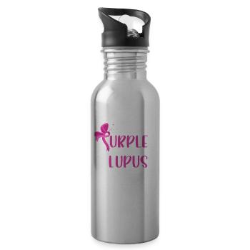 I Wear Purple for Myself Lupus Awareness - Water bottle with straw - silver - Right