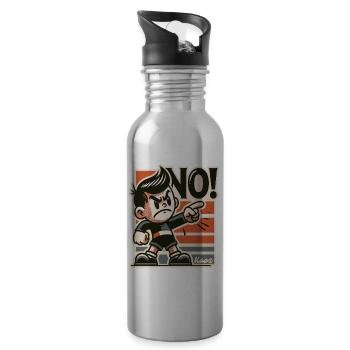 Frecher Retro Junge und Lausbube sagt Nein - Trinkflasche mit integriertem Trinkhalm - Lightsilver - Rechts