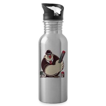Retro-Cartoon-Mann mit großem Stift - Trinkflasche mit integriertem Trinkhalm - Lightsilver - Rechts