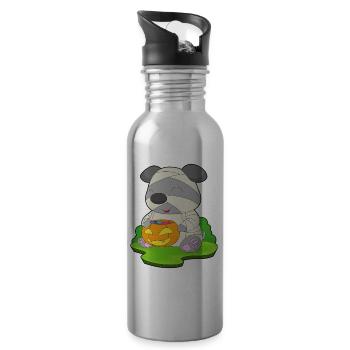 Dog Halloween Mummy - Water bottle with straw - silver - Right