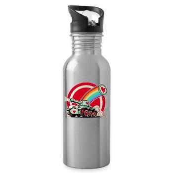 Rainbow Tank, Shoots Hearts of Love - Water bottle with straw - silver - Right