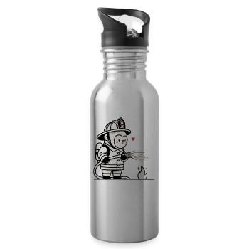 Little gorilla firefighter - Water bottle with straw - silver - Right