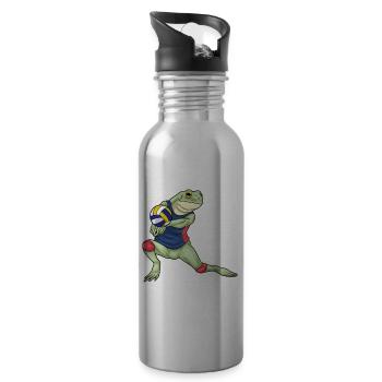 Frog Volleyball Player Volleyball - Water bottle with straw - silver - Right