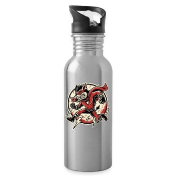 Super Wild Boar – Lightning fast and unstoppable! - Water bottle with straw - silver - Right