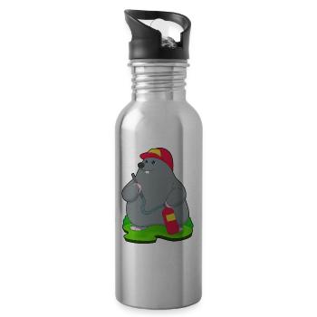 Extincteur de pompier taupe - Gourde avec paille intégrée - argent clair - Droite