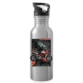 Superbike // Illustration - Trinkflasche mit integriertem Trinkhalm - Lightsilver - Rechts
