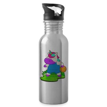 Unicorn Basketball Player Basketball - Water bottle with straw - silver - Right