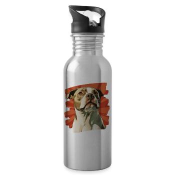 American Staffordshire - Trinkflasche mit integriertem Trinkhalm - Lightsilver - Rechts