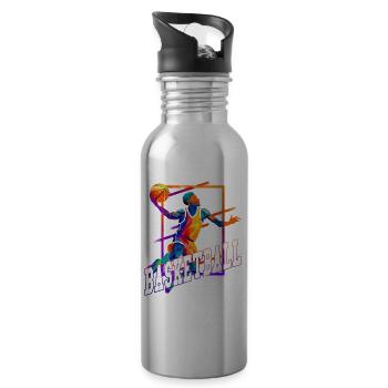 Basketball Basketballer Spieler Fan Vintage Retro - Trinkflasche mit integriertem Trinkhalm - Lightsilver - Rechts