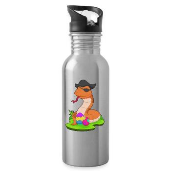 Snake Easter Pirate - Water bottle with straw - silver - Right