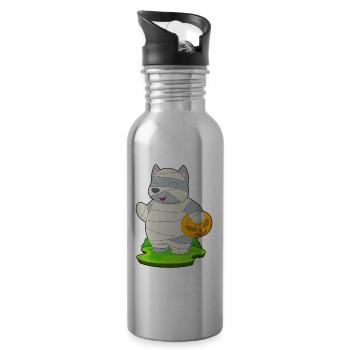 Cat Halloween Mummy - Water bottle with straw - silver - Right