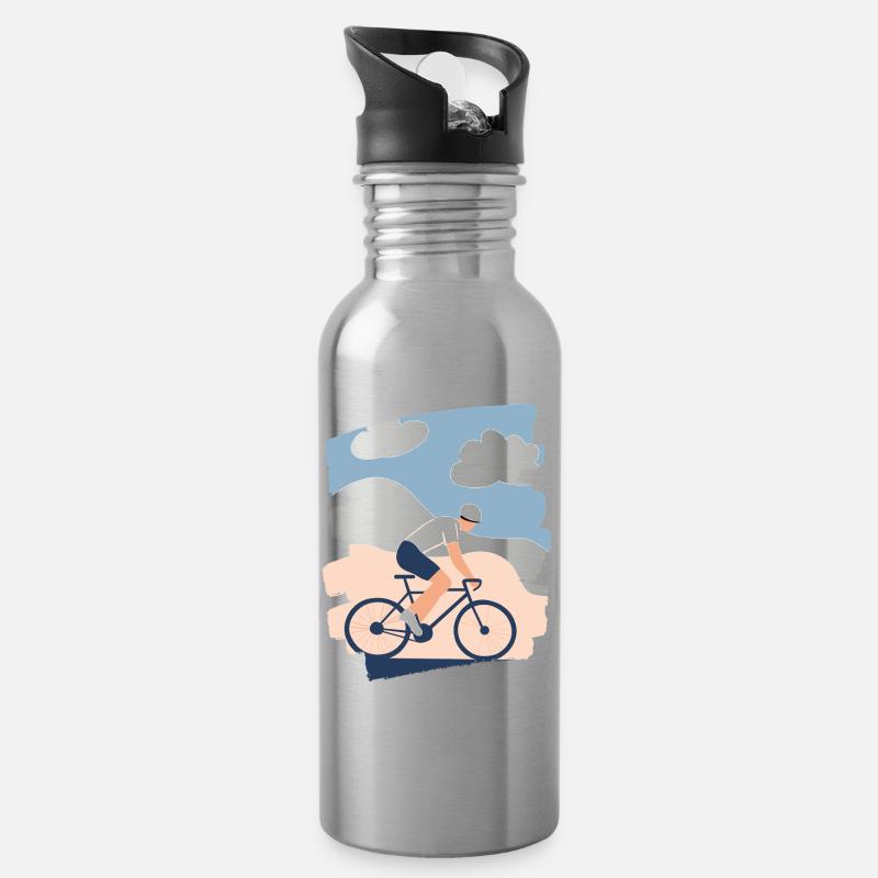 Rennrad Rennvelo - Trinkflasche mit integriertem Trinkhalm - Lightsilver