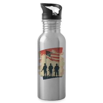 USA 4 - Trinkflasche mit integriertem Trinkhalm - Lightsilver - Rechts