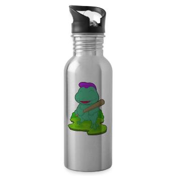 Grenouille Baseball Batte de Baseball - Gourde avec paille intégrée - argent clair - Droite