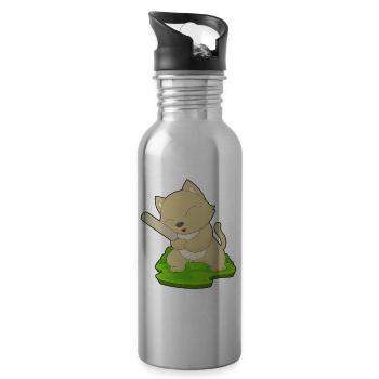 Cat Cricket Cricket Bats - Water bottle with straw - silver - Right