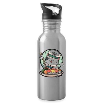 Neko Sushi Chef – Funny Cat Kitchen - Gourde avec paille intégrée - argent clair - Droite