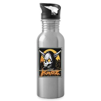 Doom Reaper – Höllischer Sensenmann - Trinkflasche mit integriertem Trinkhalm - Lightsilver - Rechts