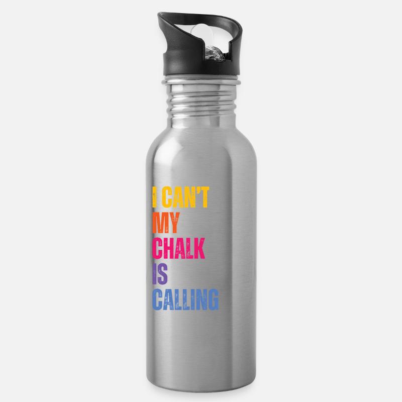 I Cant My Chalk Is Calling Boulderer - Trinkflasche mit integriertem Trinkhalm - Lightsilver