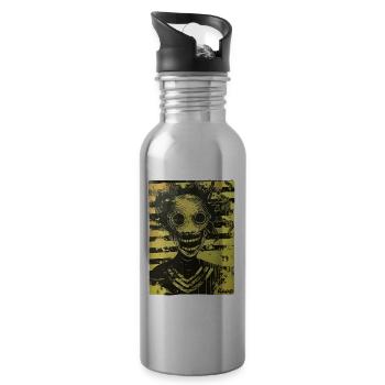Nightmarish horror motif - Water bottle with straw - silver - Right