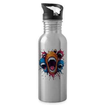 Screaming Monsters – Chaotic Energy - Water bottle with straw - silver - Right
