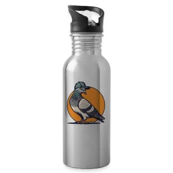 Cool dove with baseball cap in street style - Water bottle with straw - silver - Right