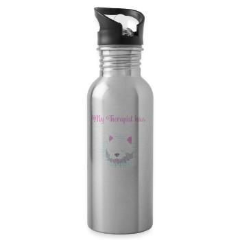 Chien de thérapie - Gourde avec paille intégrée - argent clair - Droite
