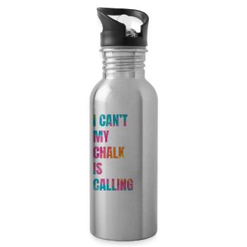 I Cant My Chalk Is Calling Boulderer - Trinkflasche mit integriertem Trinkhalm - Lightsilver - Rechts