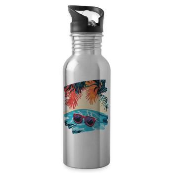 Sommer & Sommenbrille - Trinkflasche mit integriertem Trinkhalm - Lightsilver - Rechts