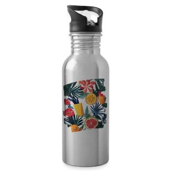 Sommer - Trinkflasche mit integriertem Trinkhalm - Lightsilver - Rechts