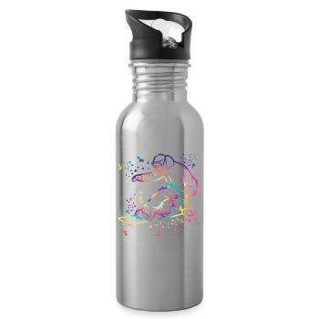 Snowboarder Snowboarding Snowboard - Water bottle with straw - silver - Right